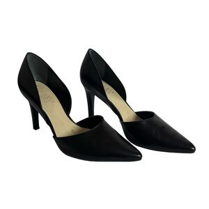 Franco Sarto Black Leather Pointed Toe Heels – Size‎ 7.5